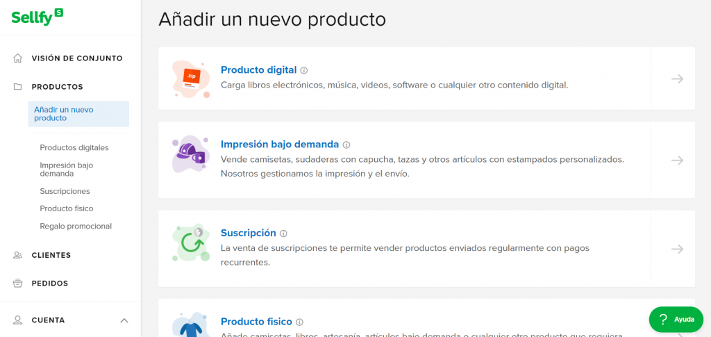 Sellfy - Tienda Online - Editor de Productos